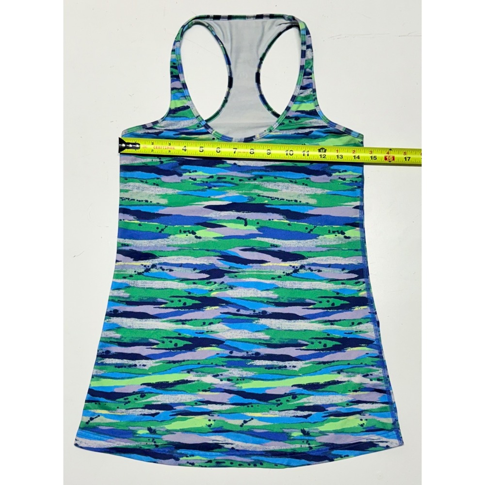 Lululemon Cool Racerback Tank Top Blue Green Sleeveless Seven Wonders Womens 8